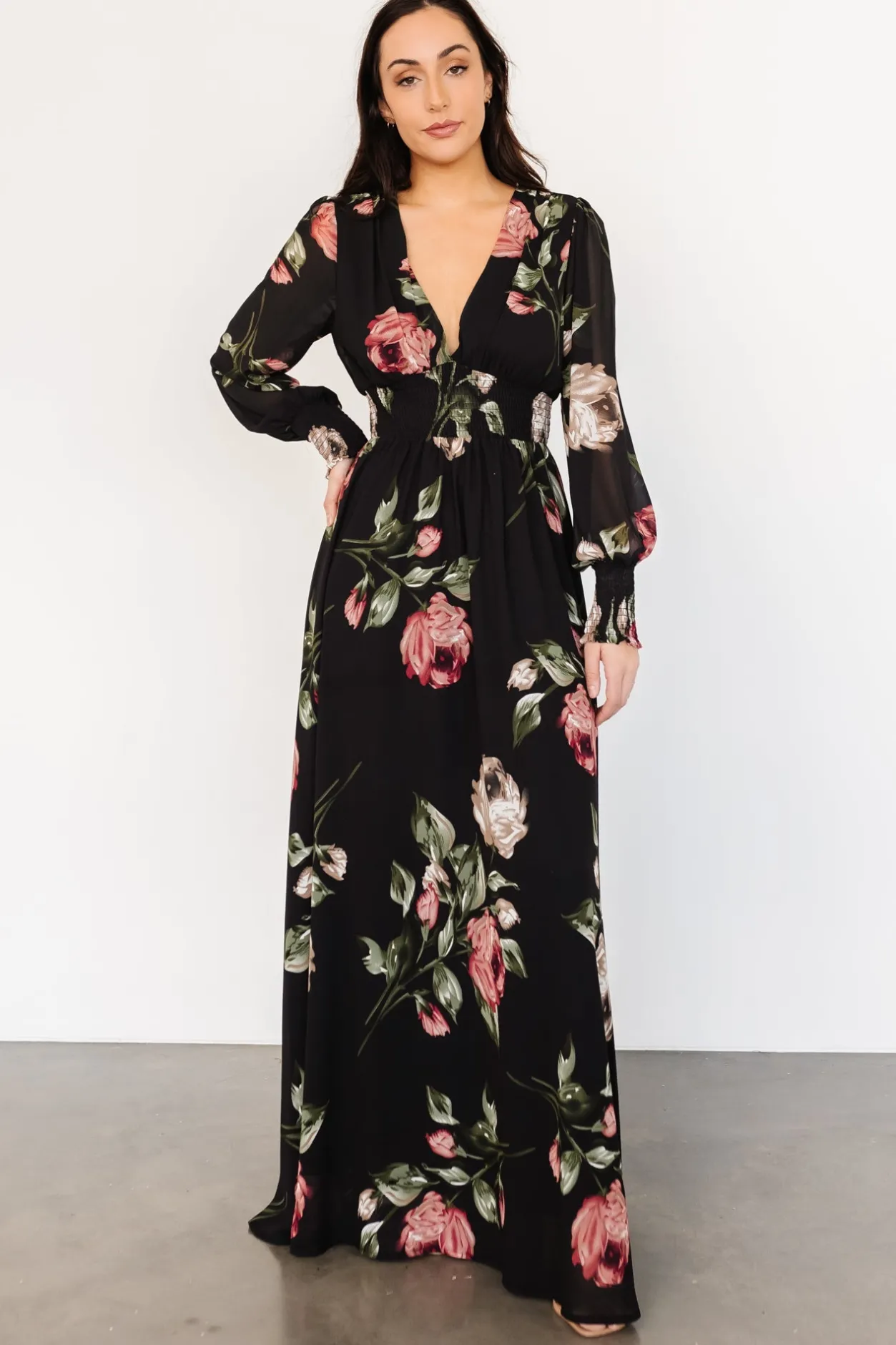 Discount Baltic Born Olivia Maxi Dress | Black Rose Floral BlackRoseFloral
