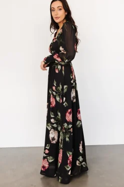 Discount Baltic Born Olivia Maxi Dress | Black Rose Floral BlackRoseFloral