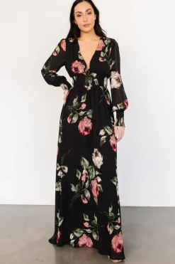 Discount Baltic Born Olivia Maxi Dress | Black Rose Floral BlackRoseFloral