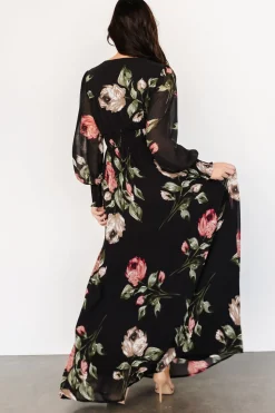 Discount Baltic Born Olivia Maxi Dress | Black Rose Floral BlackRoseFloral