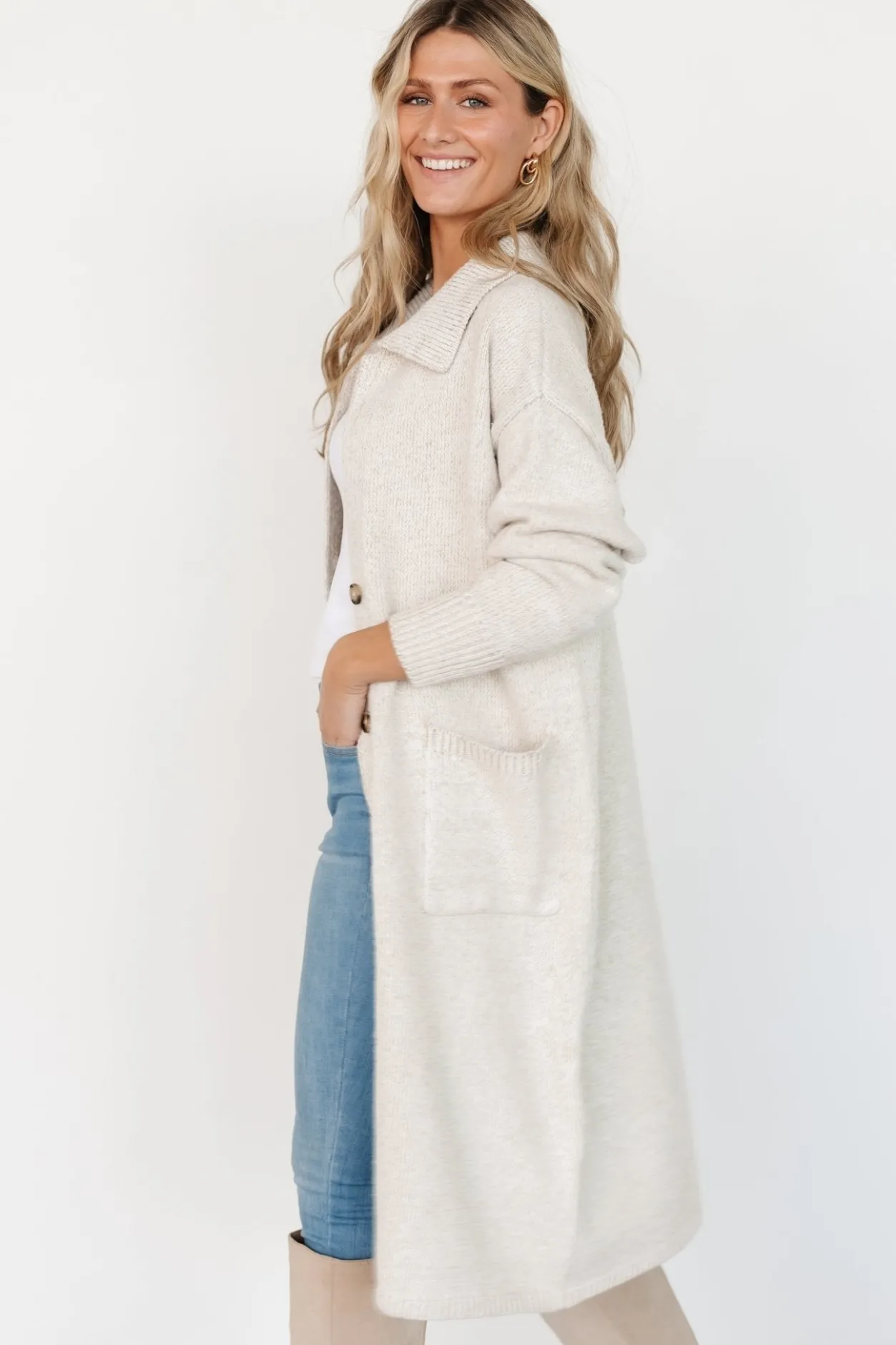 Online Baltic Born Ontario Long Button Cardigan | Oatmeal