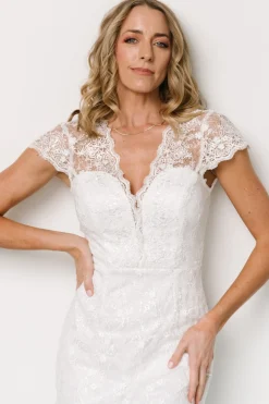 Hot Baltic Born Oriana Embossed Shimmer Midi Dress | Off White OffWhite