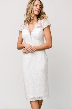 Hot Baltic Born Oriana Embossed Shimmer Midi Dress | Off White OffWhite