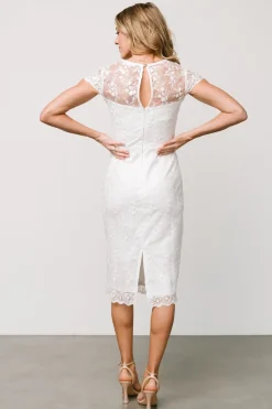 Hot Baltic Born Oriana Embossed Shimmer Midi Dress | Off White OffWhite