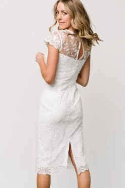 Hot Baltic Born Oriana Embossed Shimmer Midi Dress | Off White OffWhite