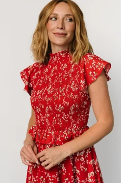 New Baltic Born Orla Ruffle Maxi Dress | Red floral Redfloral