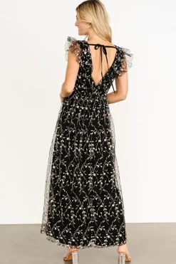 Fashion Baltic Born Orza Embroidered Maxi Dress | Black