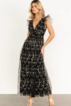 Fashion Baltic Born Orza Embroidered Maxi Dress | Black