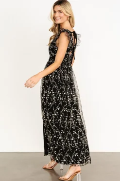 Fashion Baltic Born Orza Embroidered Maxi Dress | Black