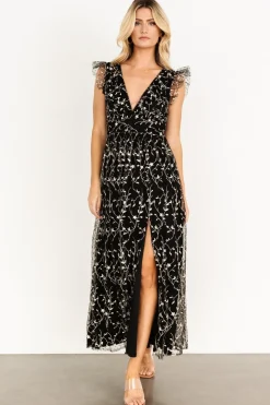 Fashion Baltic Born Orza Embroidered Maxi Dress | Black