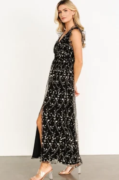 Fashion Baltic Born Orza Embroidered Maxi Dress | Black