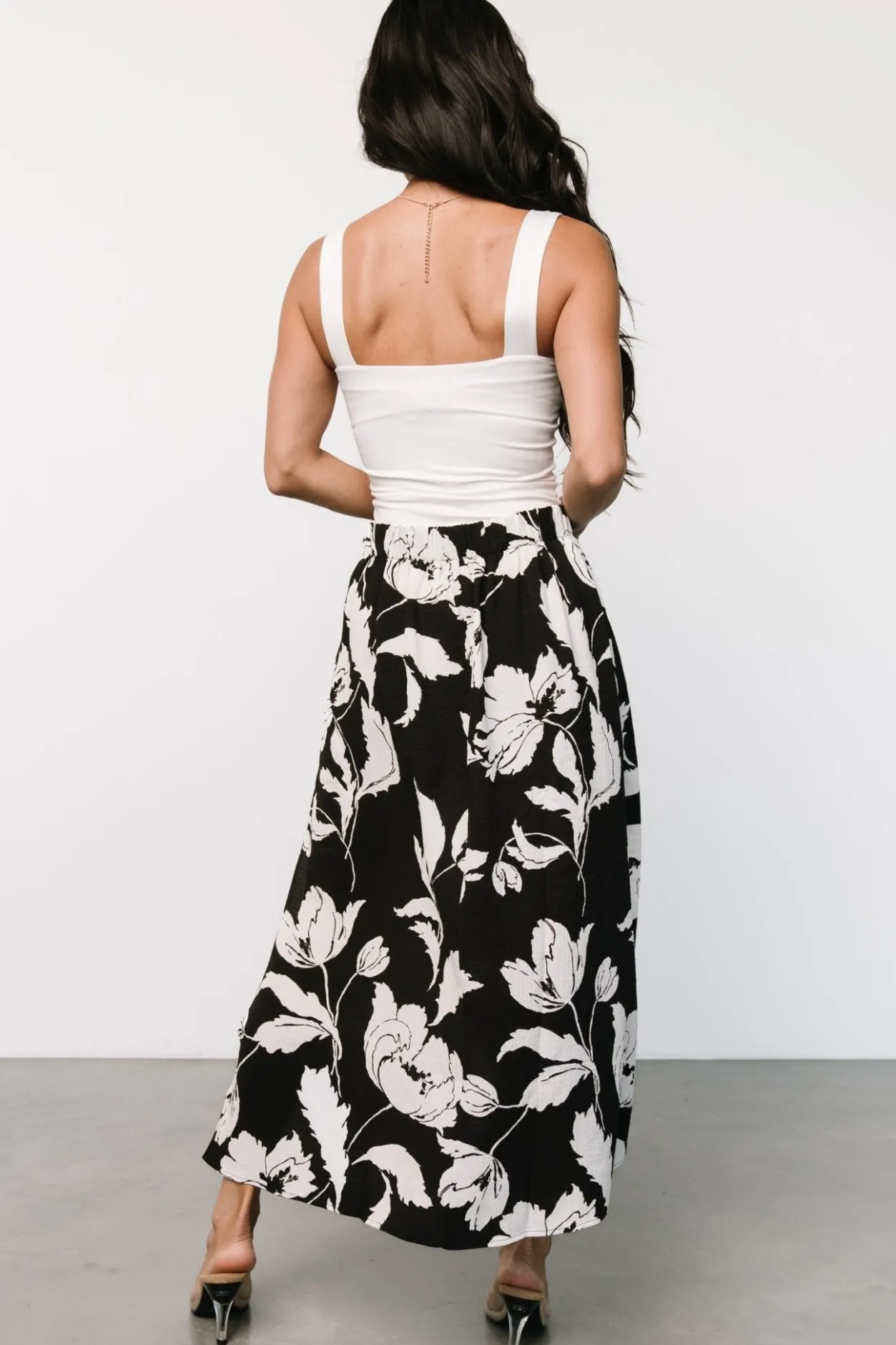 Hot Baltic Born Osaka Midi Skirt | Black + White Floral Black+WhiteFloral