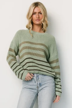 New Baltic Born Oslo Striped Sweater | Dusty Olive DustyOlive