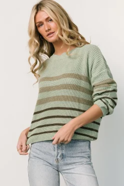 New Baltic Born Oslo Striped Sweater | Dusty Olive DustyOlive