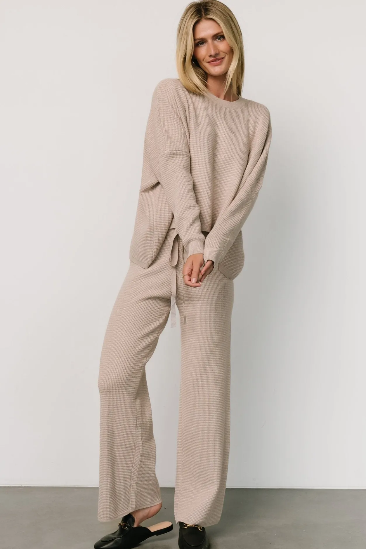 Outlet Baltic Born Owen Waffle Sweater Top | Oatmeal