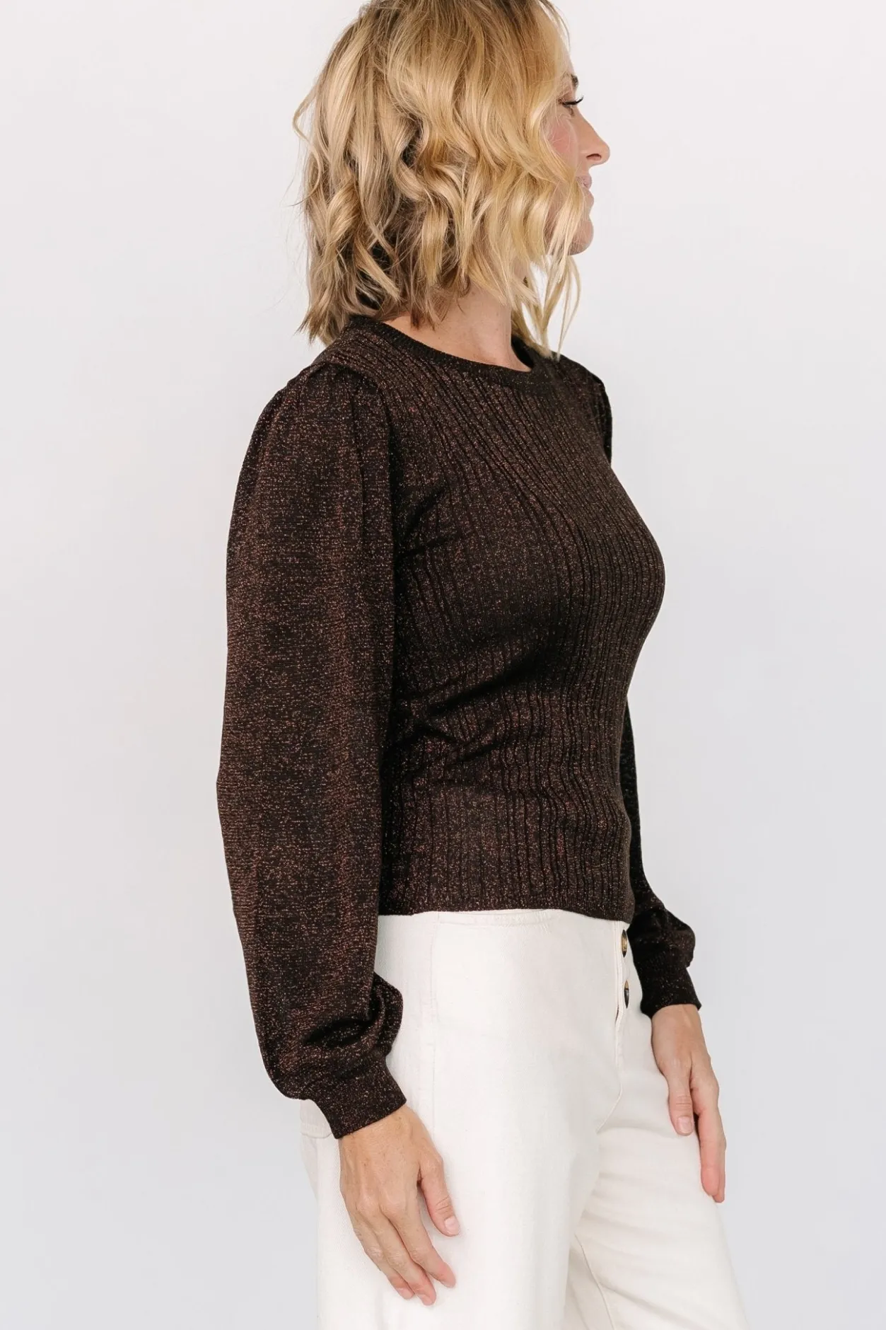New Baltic Born Padma Shimmer Sweater Top | Chocolate