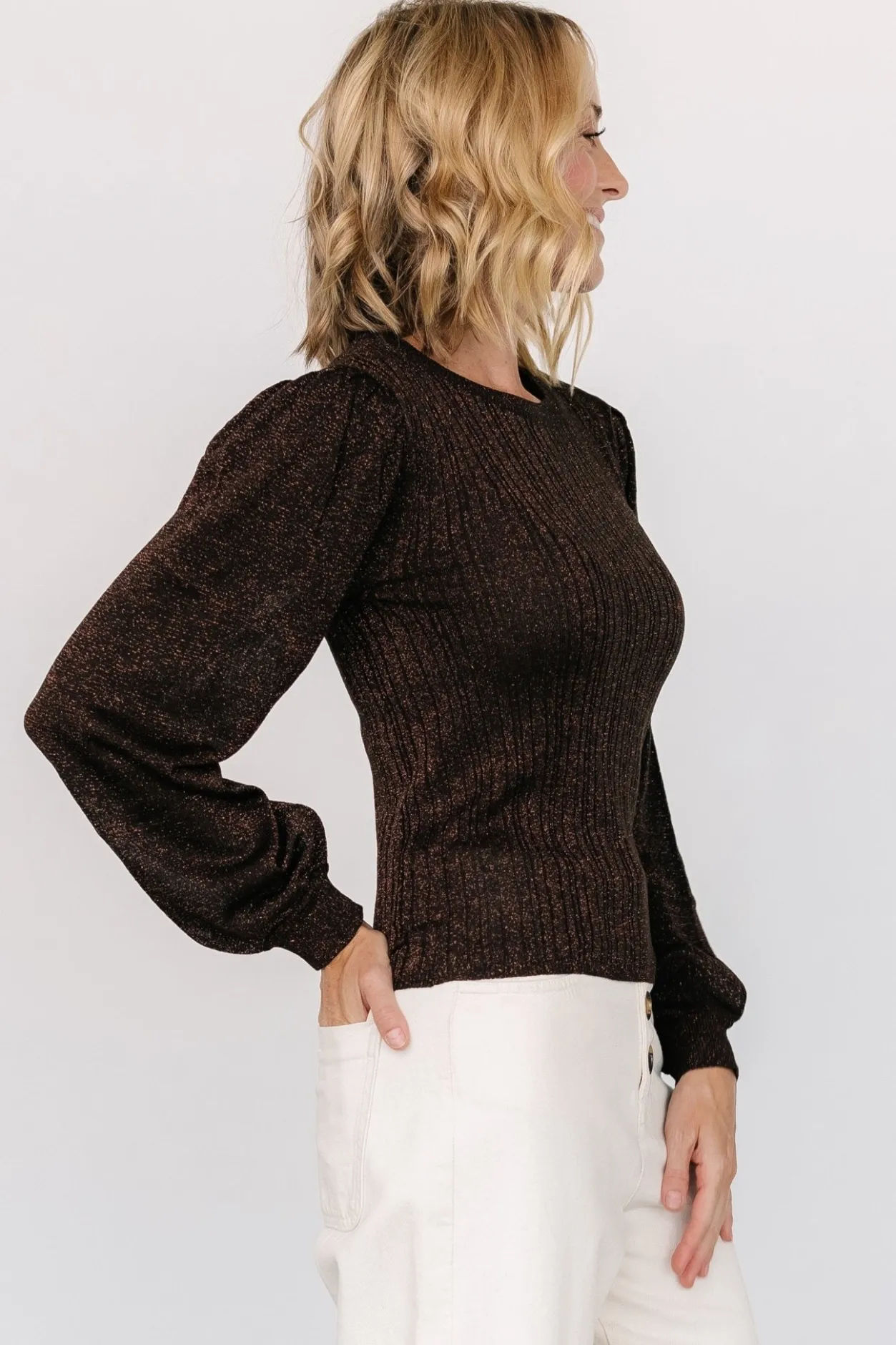 New Baltic Born Padma Shimmer Sweater Top | Chocolate