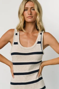 New Baltic Born Palawan Striped Maxi Dress | Cream + Navy Cream+Navy