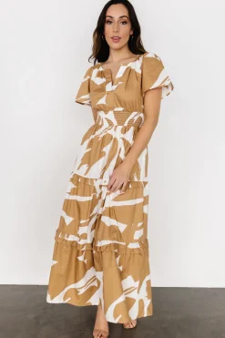 Fashion Baltic Born Palmer Tiered Maxi Dress | Camel + White Camel+White