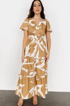 Fashion Baltic Born Palmer Tiered Maxi Dress | Camel + White Camel+White