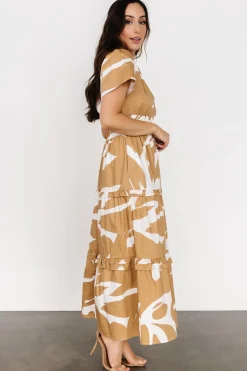 Fashion Baltic Born Palmer Tiered Maxi Dress | Camel + White Camel+White
