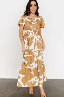 Fashion Baltic Born Palmer Tiered Maxi Dress | Camel + White Camel+White