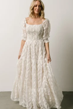 Discount Baltic Born Paloma Smocked Feather Maxi Dress | Off White OffWhite