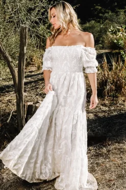 Discount Baltic Born Paloma Smocked Feather Maxi Dress | Off White OffWhite