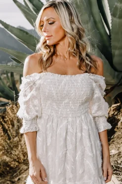Discount Baltic Born Paloma Smocked Feather Maxi Dress | Off White OffWhite