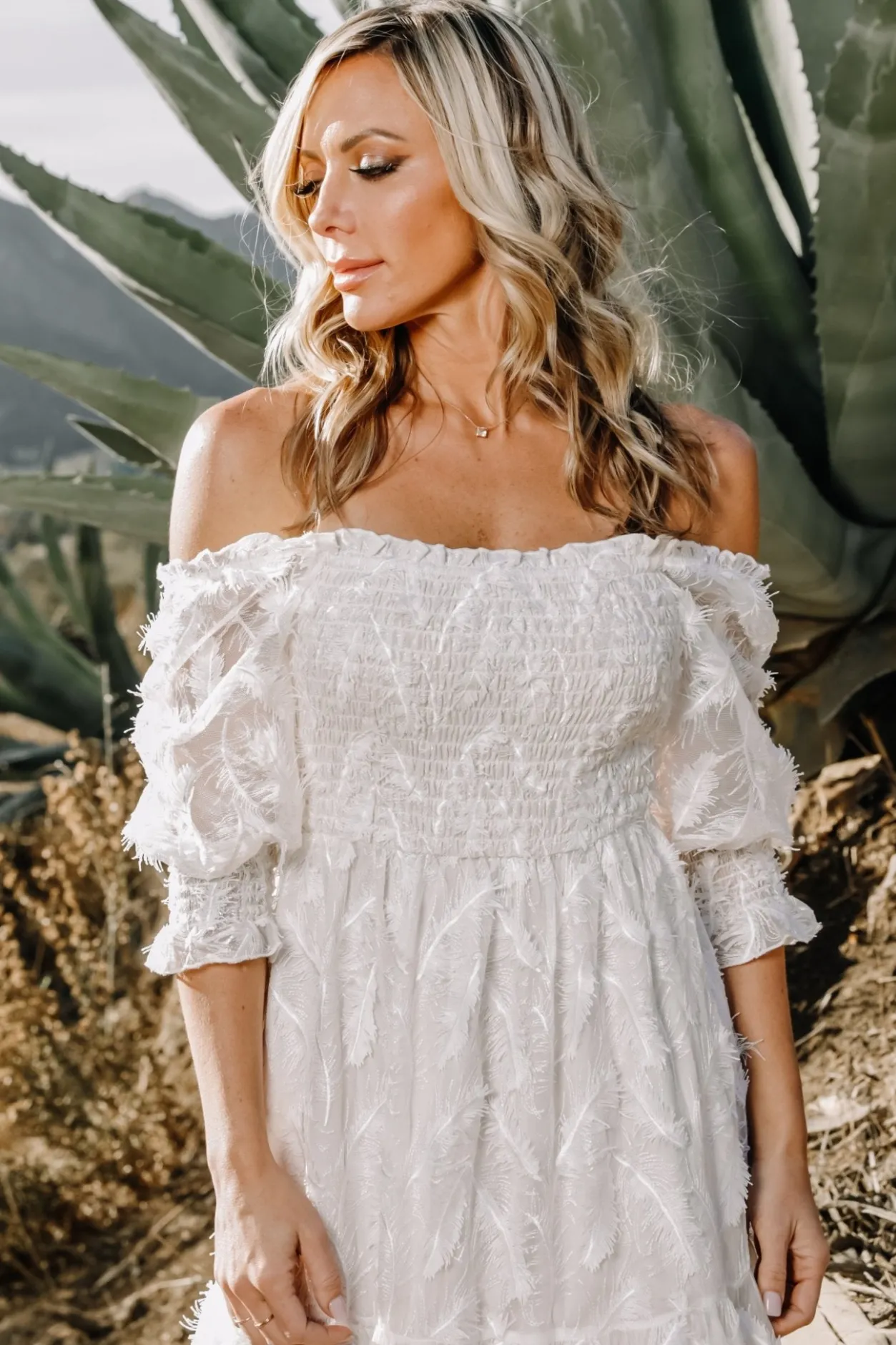 Discount Baltic Born Paloma Smocked Feather Maxi Dress | Off White OffWhite