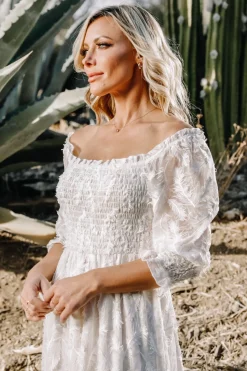 Discount Baltic Born Paloma Smocked Feather Maxi Dress | Off White OffWhite