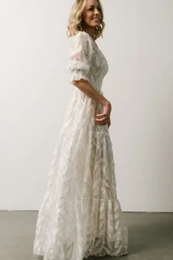 Discount Baltic Born Paloma Smocked Feather Maxi Dress | Off White OffWhite