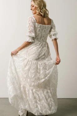 Discount Baltic Born Paloma Smocked Feather Maxi Dress | Off White OffWhite
