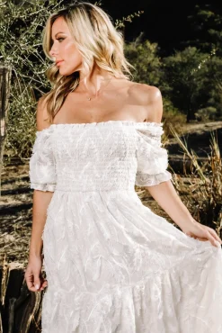 Discount Baltic Born Paloma Smocked Feather Maxi Dress | Off White OffWhite