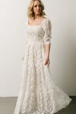 Discount Baltic Born Paloma Smocked Feather Maxi Dress | Off White OffWhite