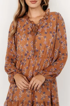 Discount Baltic Born Pansy Mini Dress | Mocha + Purple Floral Mocha+PurpleFloral