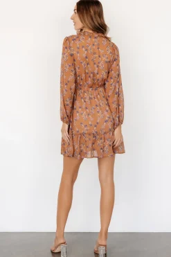 Discount Baltic Born Pansy Mini Dress | Mocha + Purple Floral Mocha+PurpleFloral