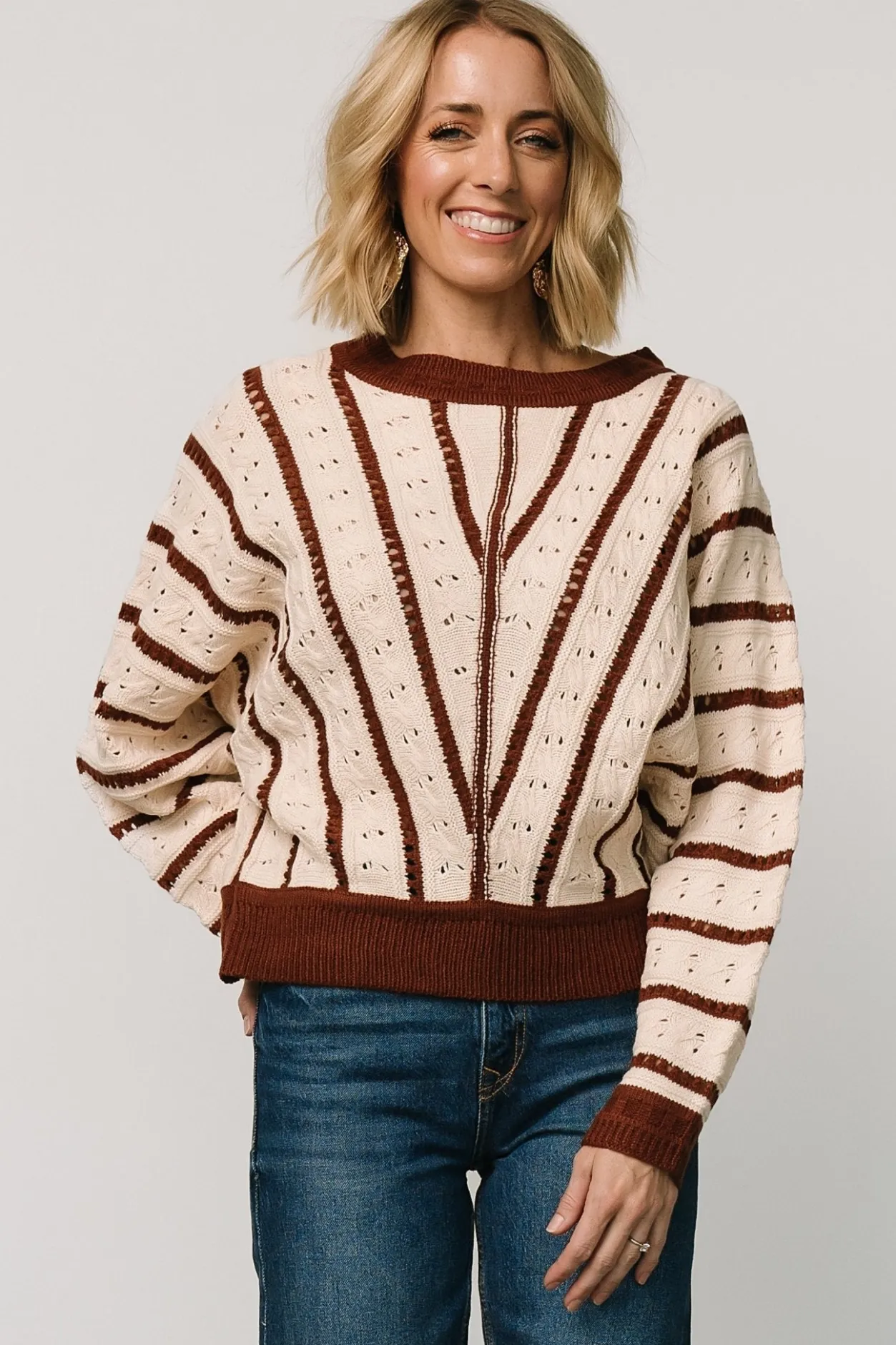 Hot Baltic Born Paola Pointelle Sweater | Cream + Copper Cream+Copper