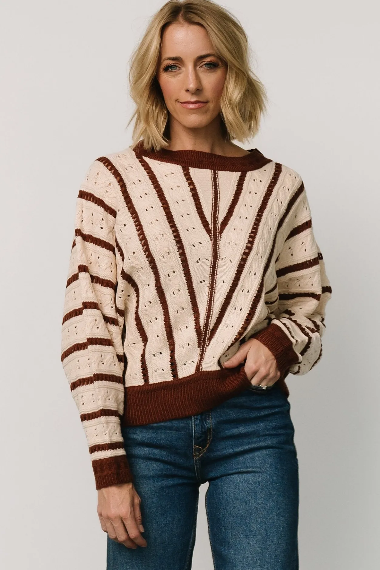 Hot Baltic Born Paola Pointelle Sweater | Cream + Copper Cream+Copper