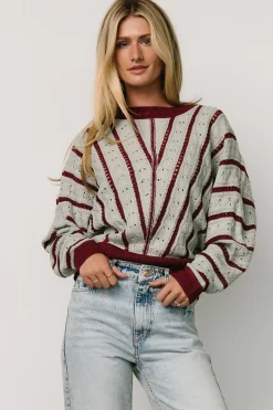 Sale Baltic Born Paola Pointelle Sweater | Light Blue + Burgundy LightBlue+Burgundy
