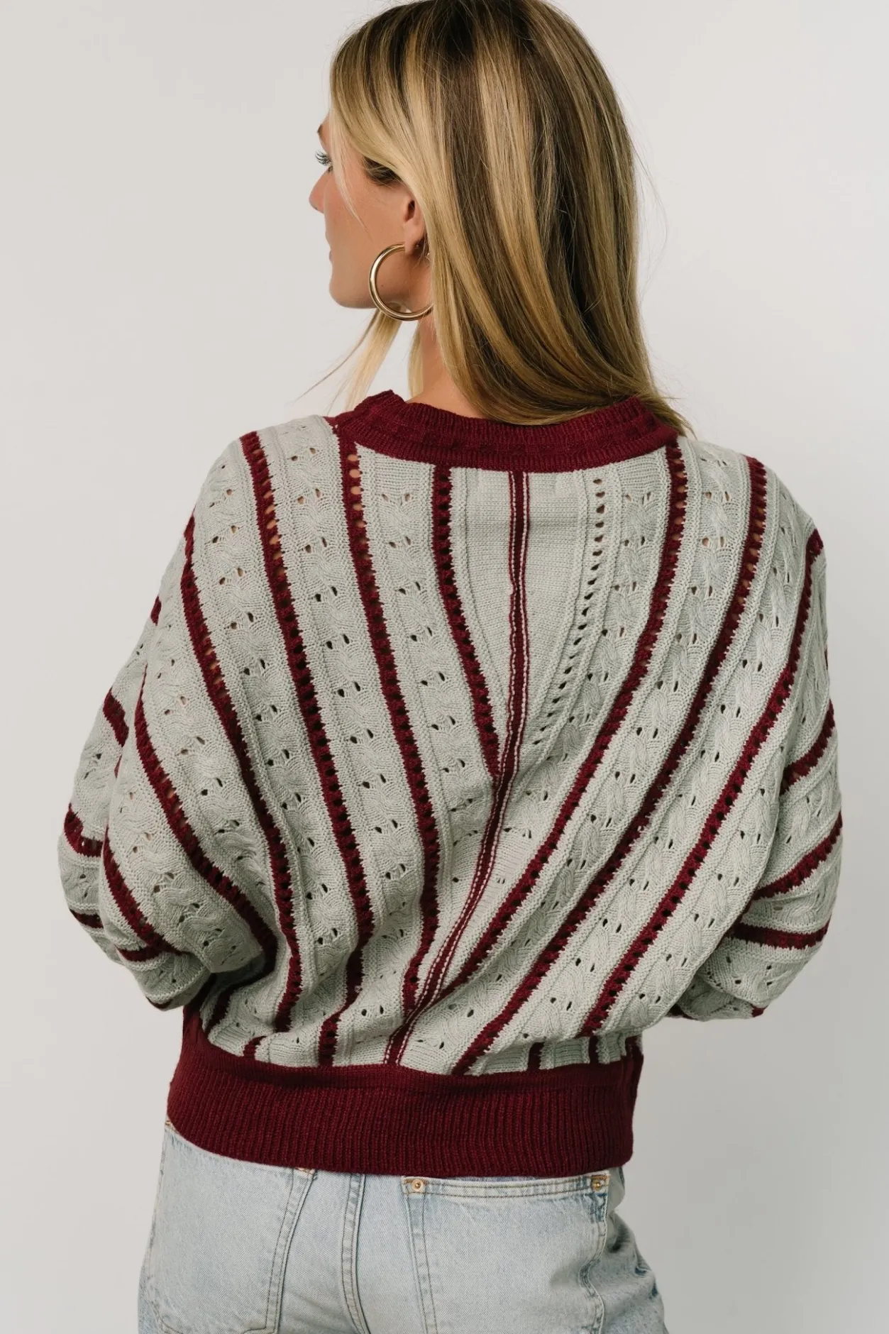 Sale Baltic Born Paola Pointelle Sweater | Light Blue + Burgundy LightBlue+Burgundy
