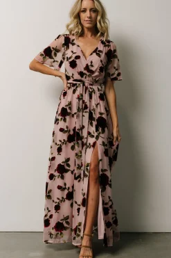 Online Baltic Born Parisian Velvet Maxi Dress | Blush Rose Floral BlushRoseFloral