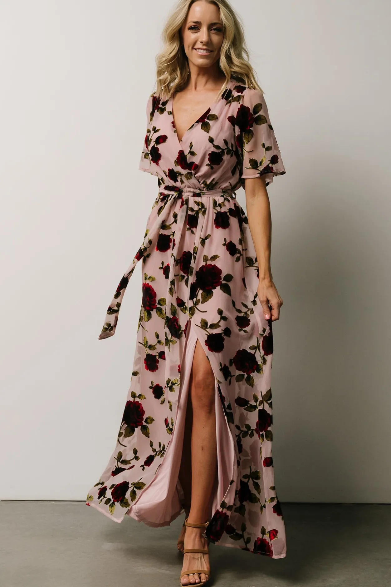 Online Baltic Born Parisian Velvet Maxi Dress | Blush Rose Floral BlushRoseFloral