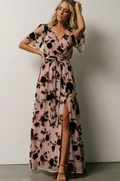 Online Baltic Born Parisian Velvet Maxi Dress | Blush Rose Floral BlushRoseFloral