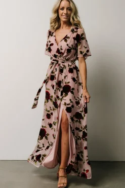 Online Baltic Born Parisian Velvet Maxi Dress | Blush Rose Floral BlushRoseFloral