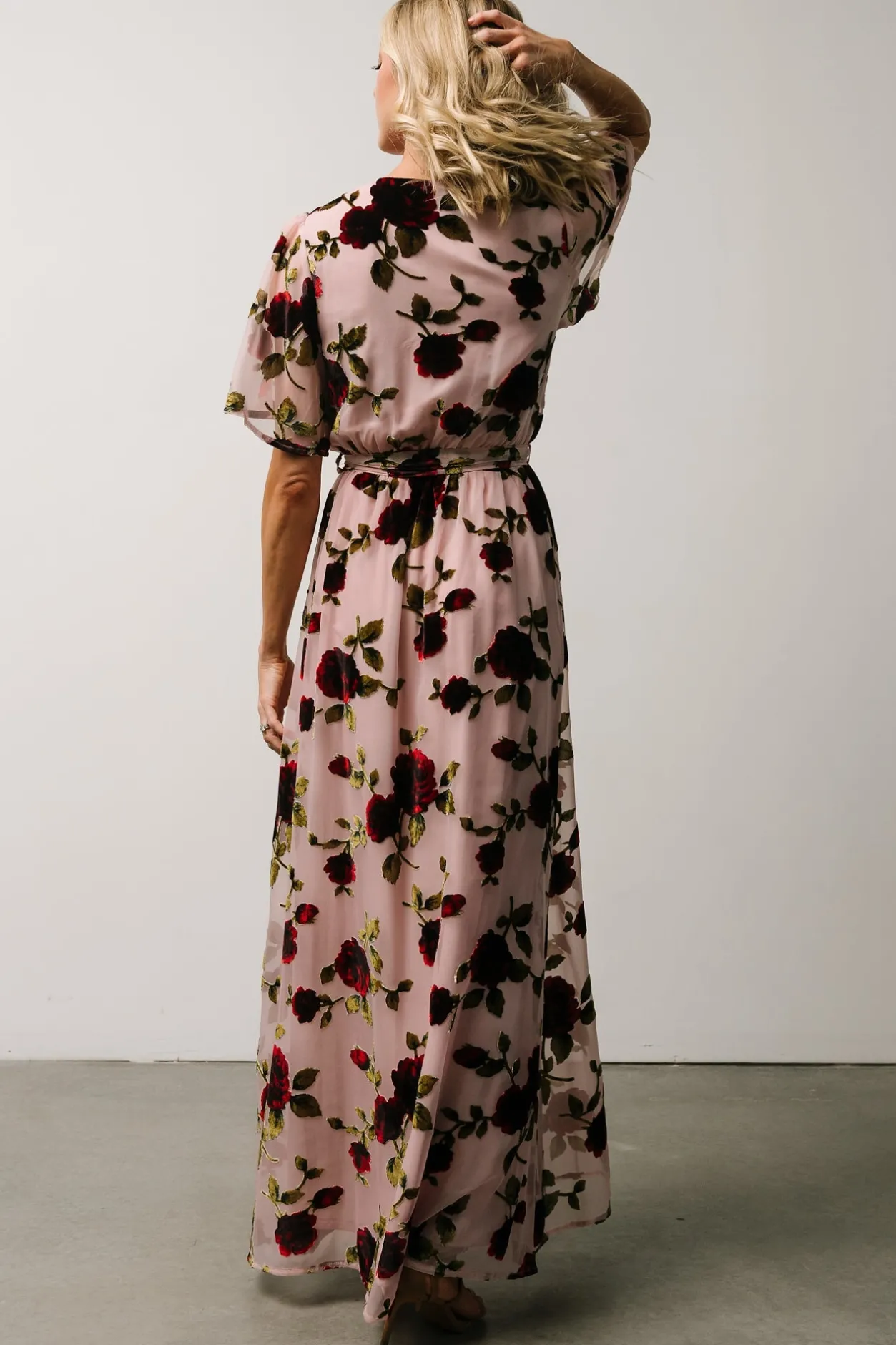 Online Baltic Born Parisian Velvet Maxi Dress | Blush Rose Floral BlushRoseFloral