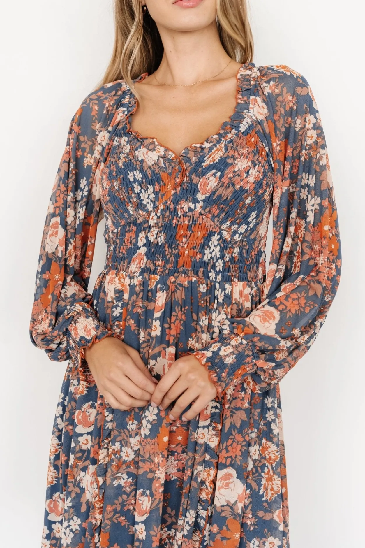 Sale Baltic Born Parker Short Dress | Blue + Orange Floral Blue+OrangeFloral