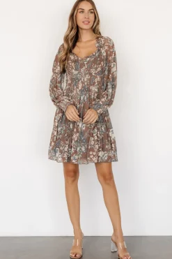 Hot Baltic Born Parker Short Dress | Brown + Slate Floral Brown+SlateFloral