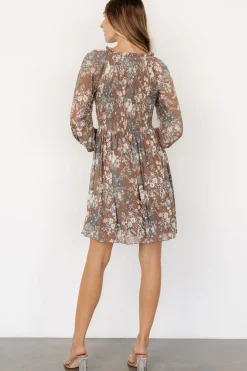 Hot Baltic Born Parker Short Dress | Brown + Slate Floral Brown+SlateFloral
