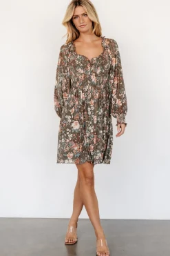 Sale Baltic Born Parker Short Dress | Olive Multi Floral OliveMultiFloral